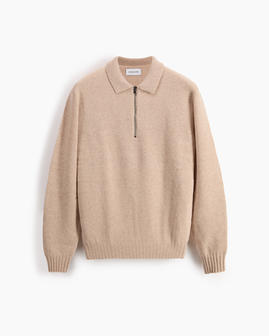 Scaglione POLO ZIP SEAMLESS MIXCASH SAND