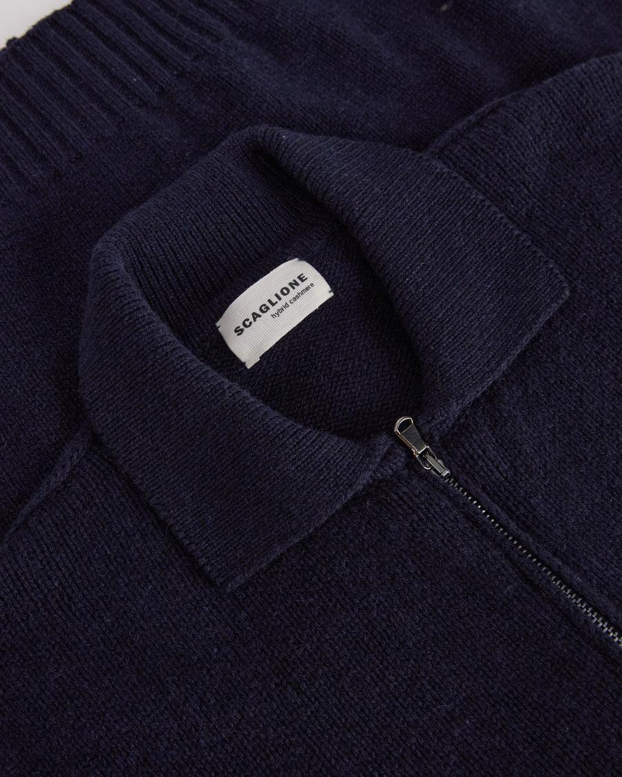Scaglione POLO ZIPPER SOFT HYBRD CASHMERE NAVY