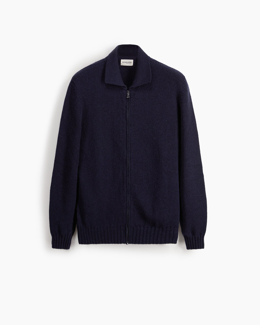 Scaglione POLO ZIPPER SOFT HYBRD CASHMERE NAVY