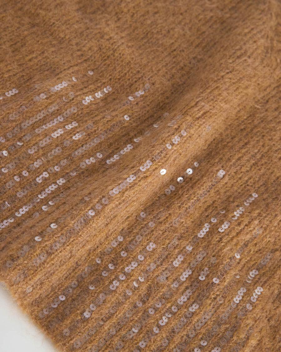 Scaglione PONCHO V PAILLETTES CARAMEL