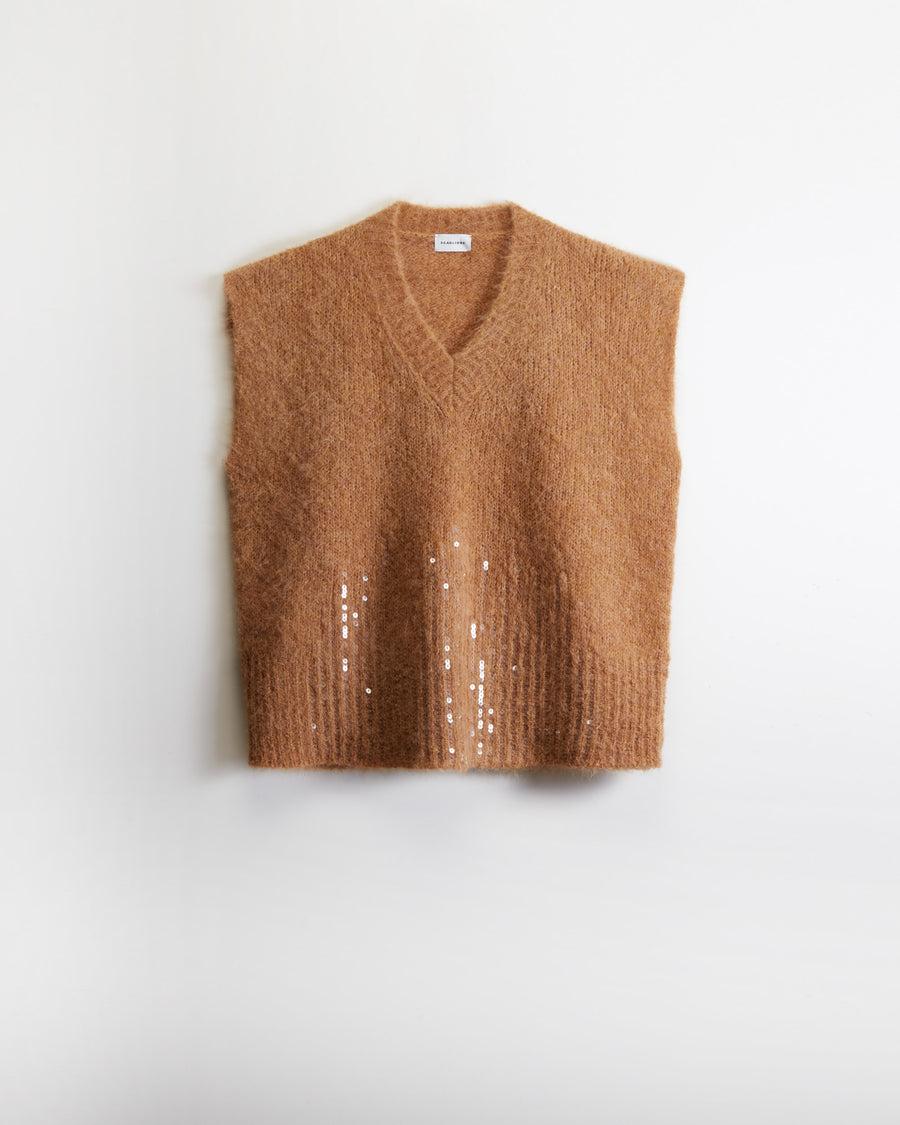 Scaglione PONCHO V PAILLETTES CARAMEL