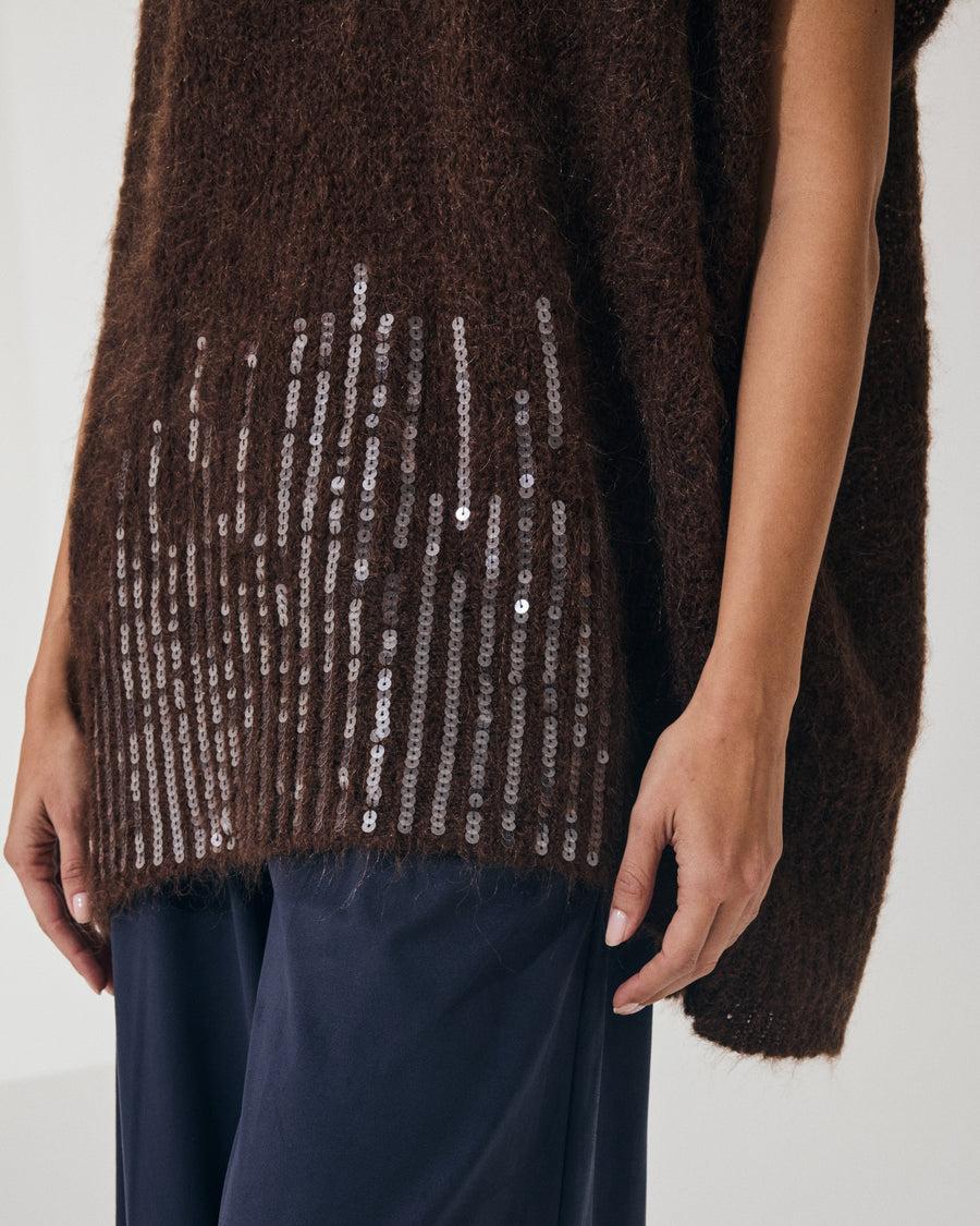 Scaglione PONCHO V PAILLETTES EBANO