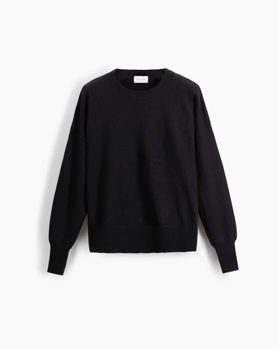 Scaglione ROUND NECK BOXY RIBBED SIDES BLACK