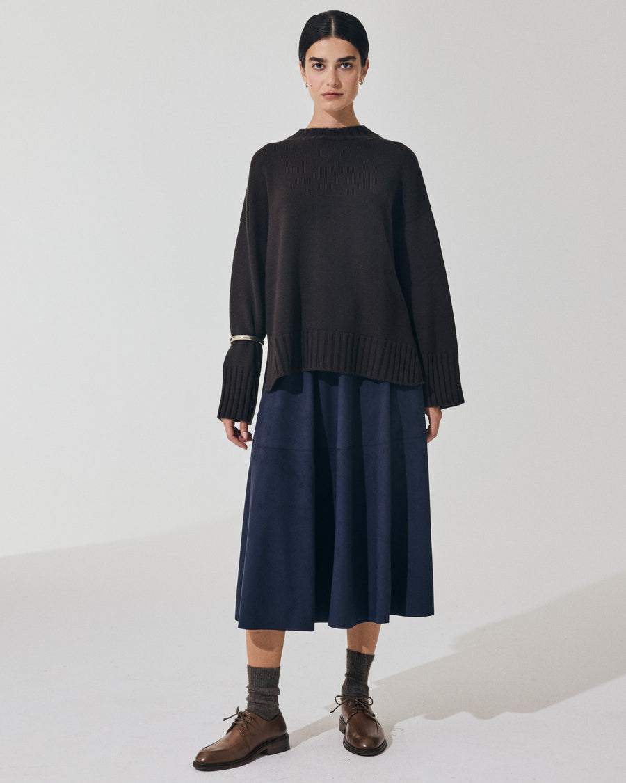 Scaglione ROUND NECK BOXY SOFT EBANO