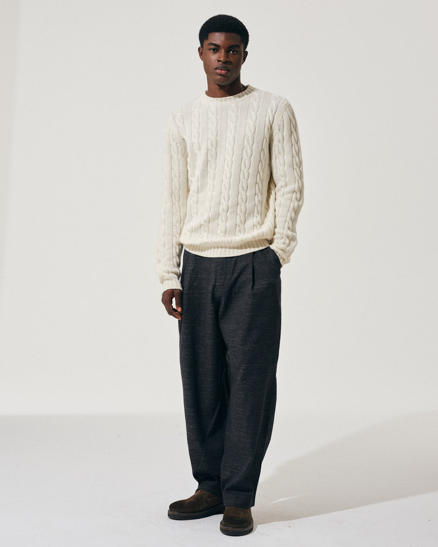 Scaglione ROUND NECK CABLES MIX CASH MILK