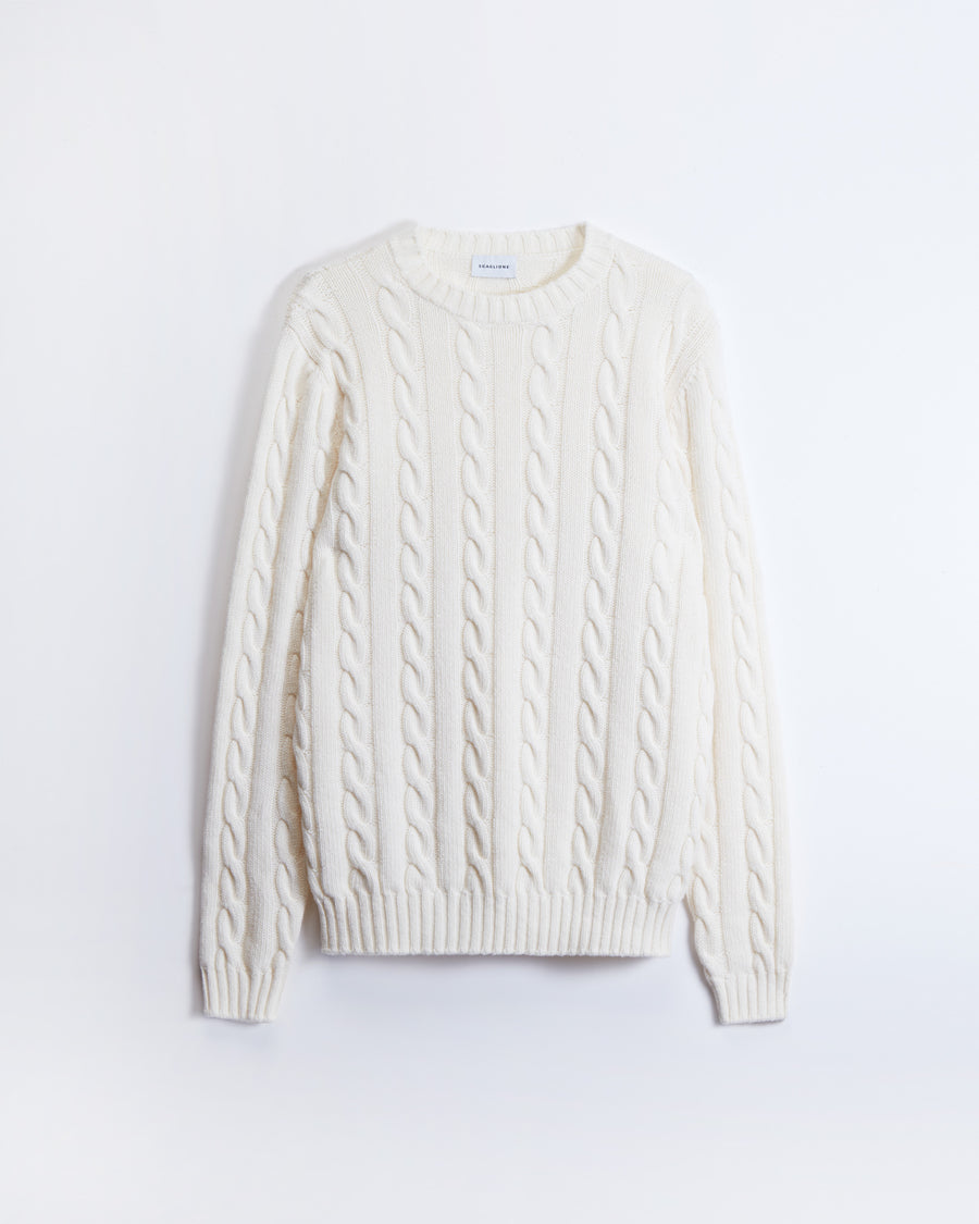 Scaglione ROUND NECK CABLES MIX CASH MILK