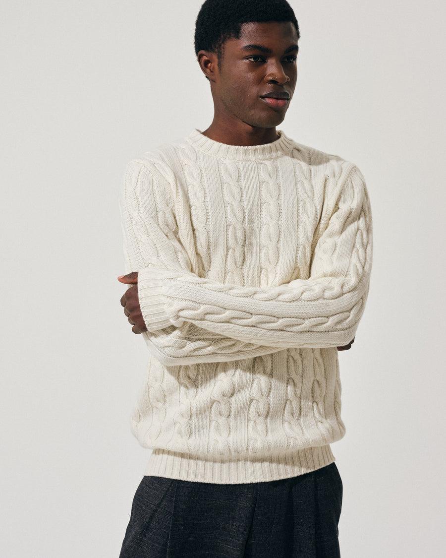 Scaglione ROUND NECK CABLES MIX CASH MILK