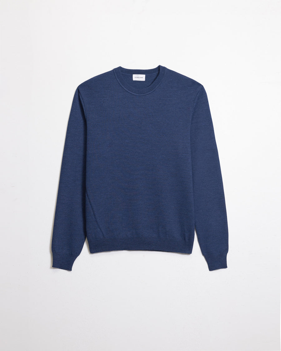 Scaglione ROUND NECK COMPACT MERINO DENIM