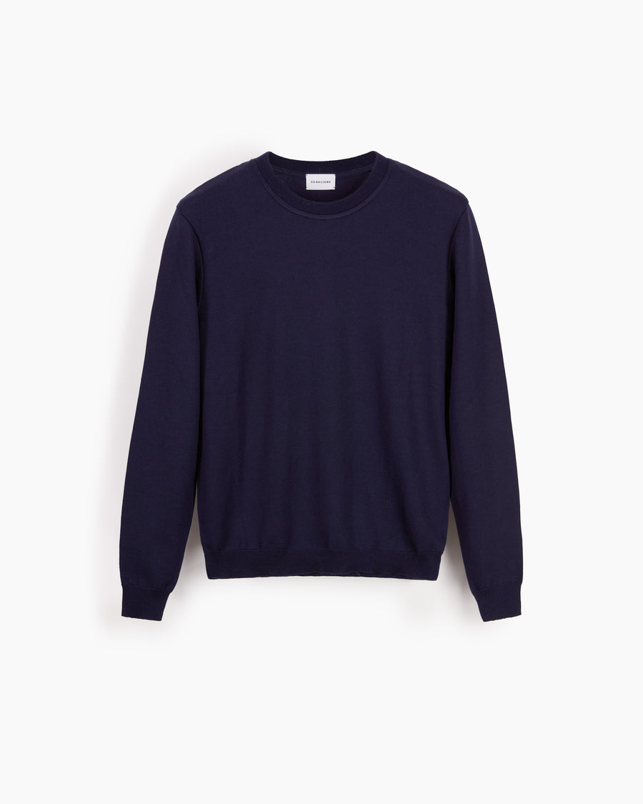 Scaglione ROUND NECK COMPACT MERINO NAVY
