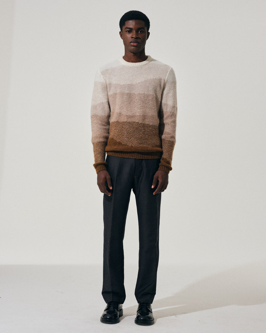 Scaglione ROUND NECK JQD FAKE STRIPES CARAMEL