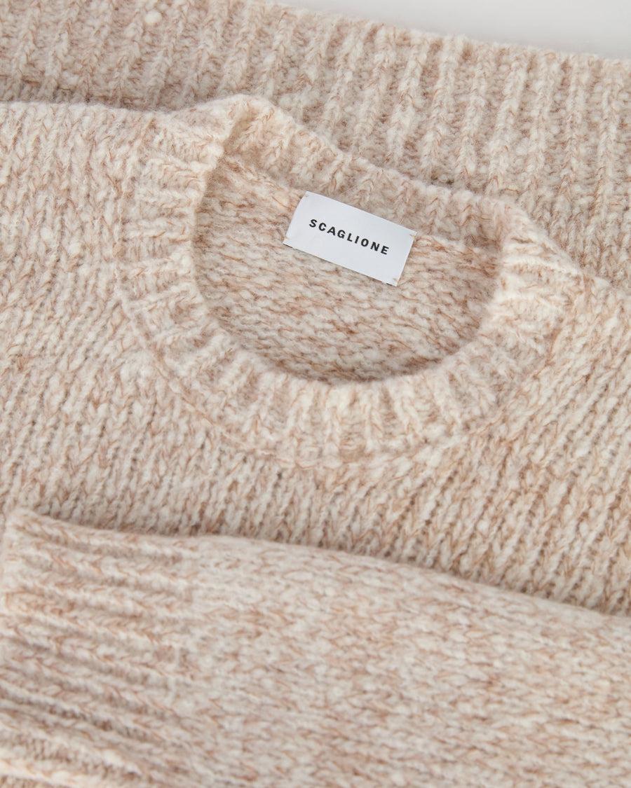 Scaglione ROUND NECK OVER MOULINE' CARAMEL