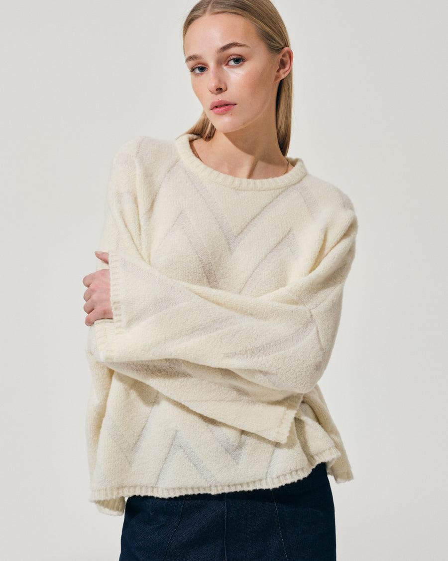 Scaglione ROUND NECK OVER ZIGZAG SPONGY MILK