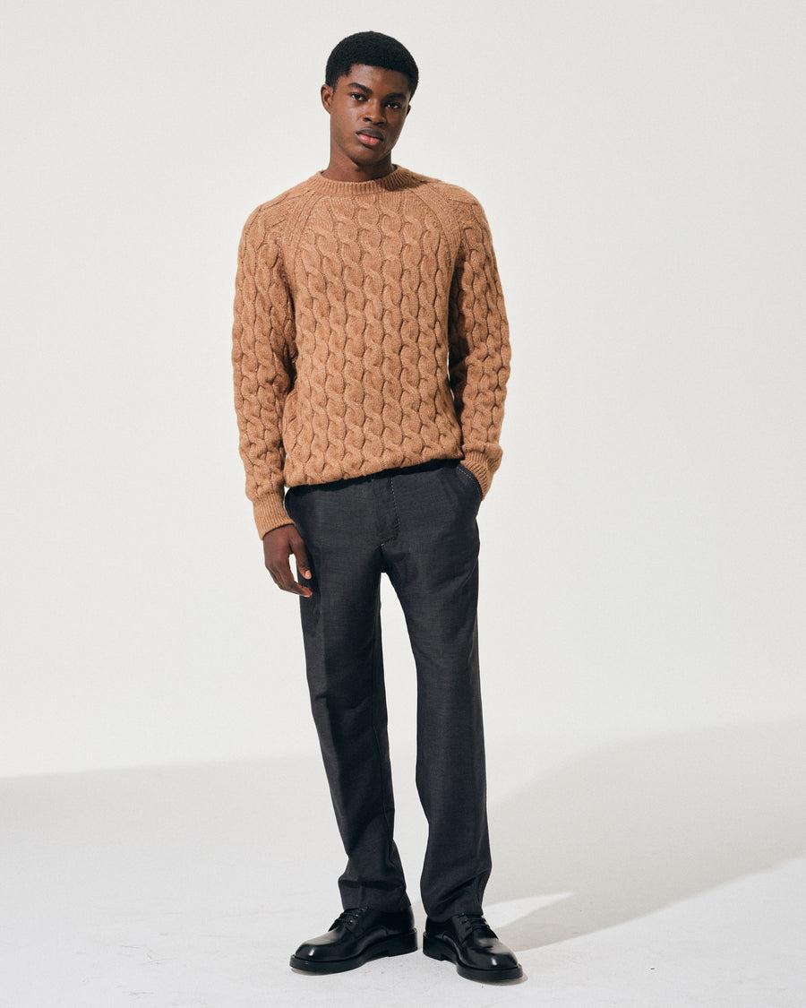Scaglione ROUND NECK RAGLAN CABLES CARAMEL