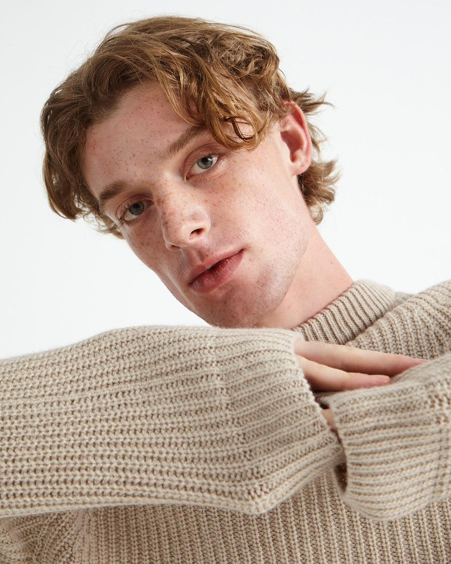 Scaglione ROUND NECK RIBBED HYBRD CASHMERE BEIGE