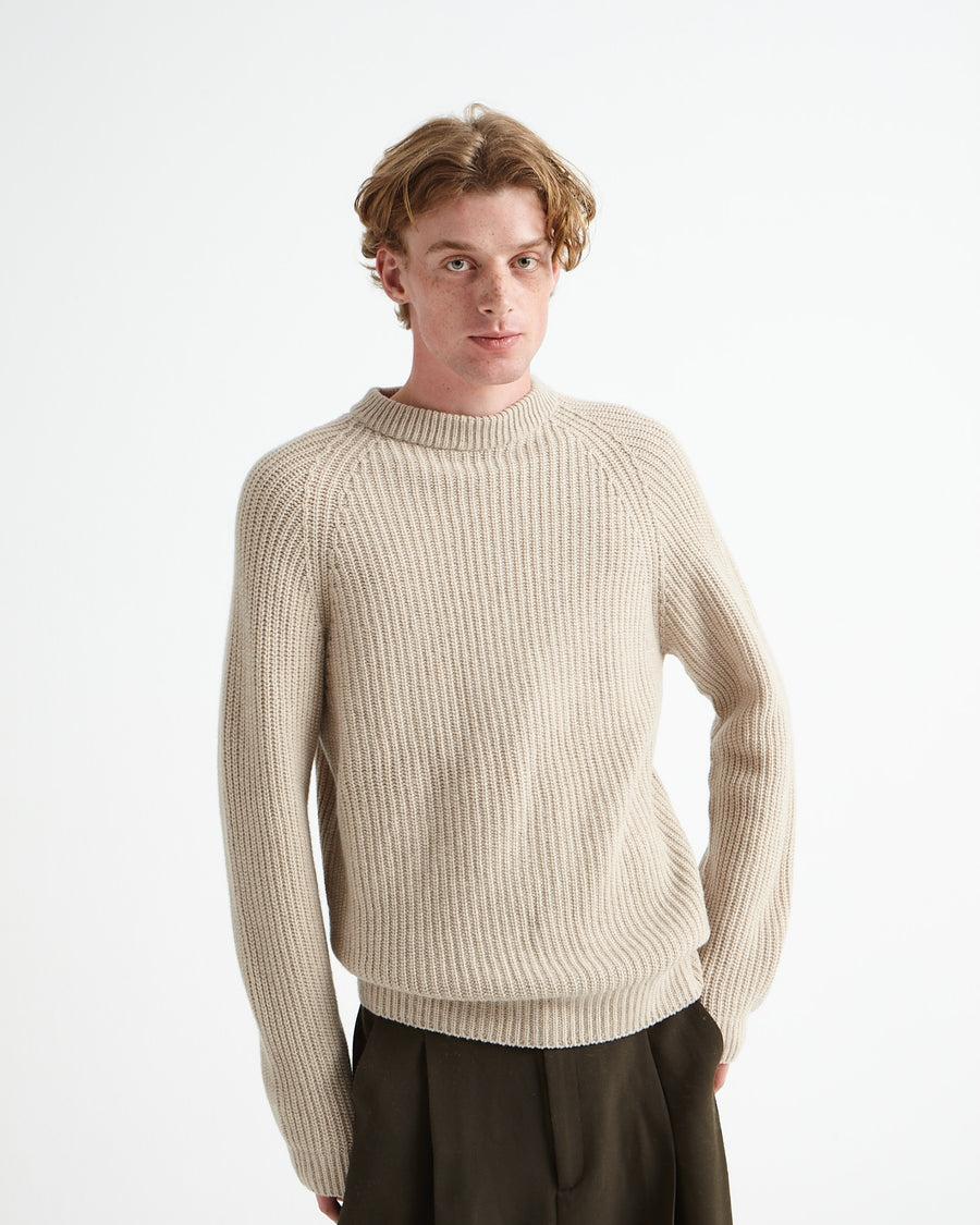 Scaglione ROUND NECK RIBBED HYBRD CASHMERE BEIGE