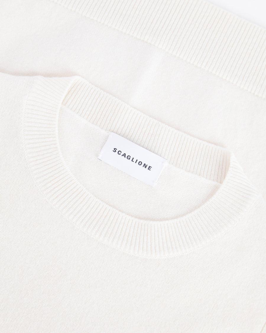 Scaglione ROUND NECK RIBBED SIDES MILK