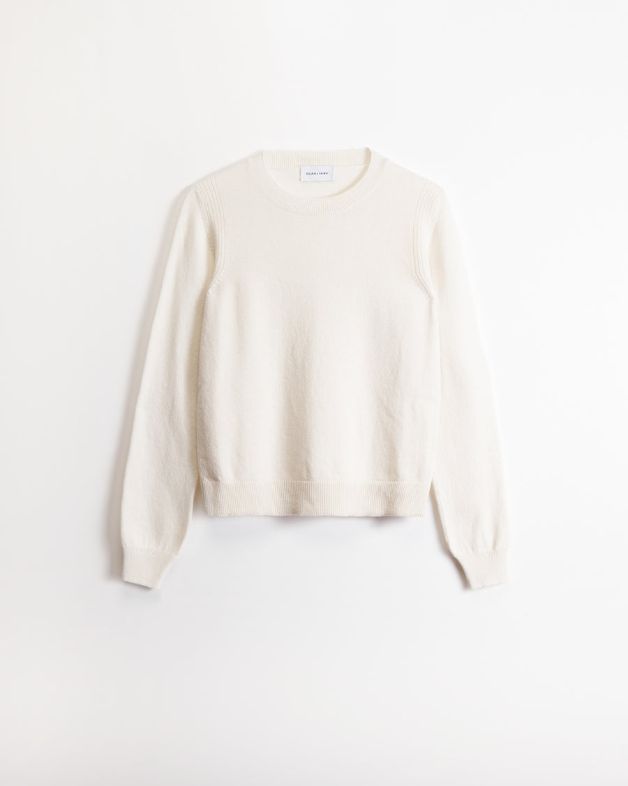 Scaglione ROUND NECK RIBBED SIDES MILK