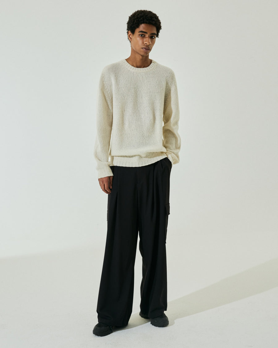 Scaglione ROUND NECK SEAMLESS PUFFED CASHMERE MILK