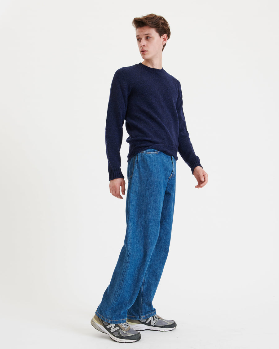 Scaglione ROUND NECK SEAMLESS SOFTWOOL NAVY