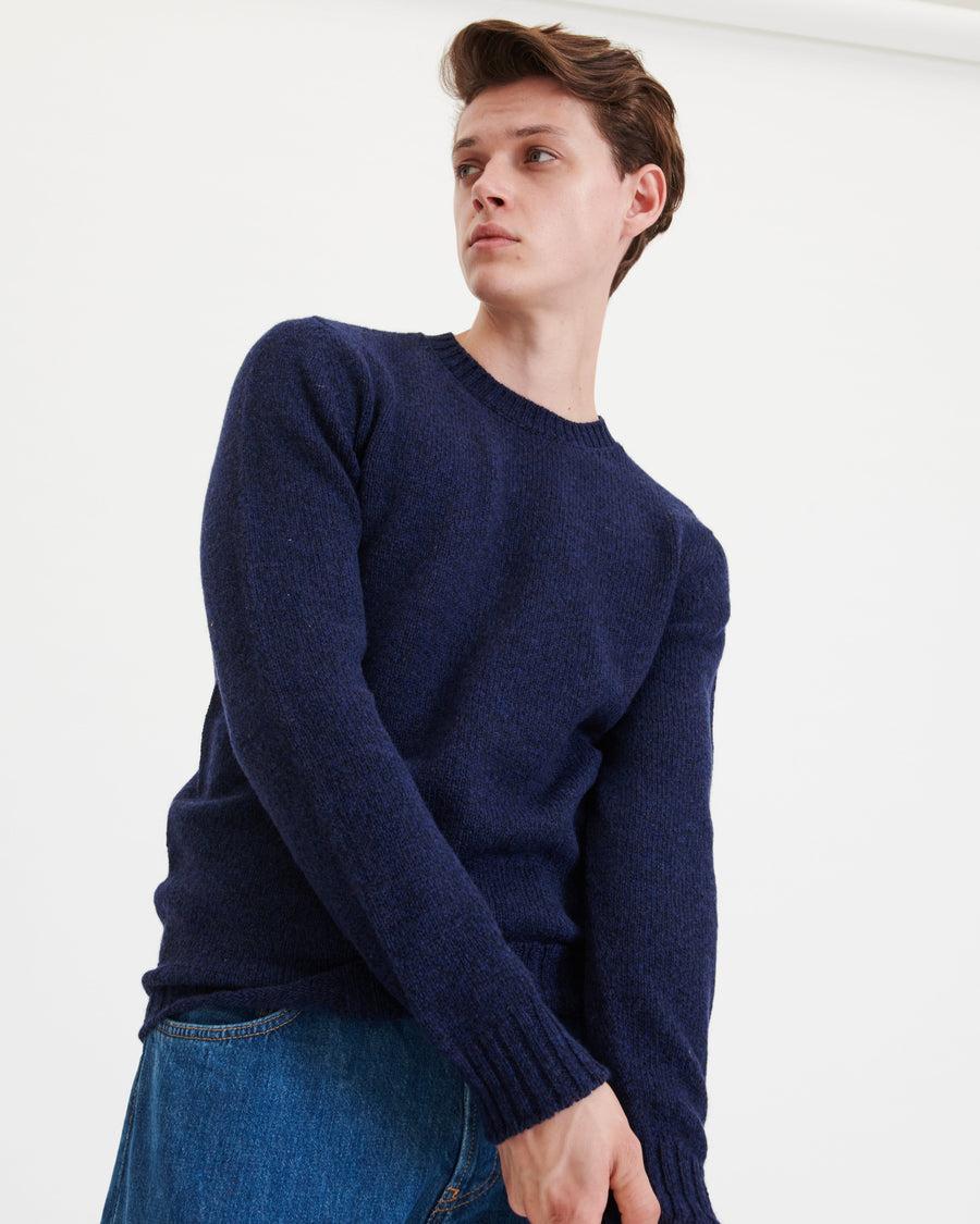 Scaglione ROUND NECK SEAMLESS SOFTWOOL NAVY