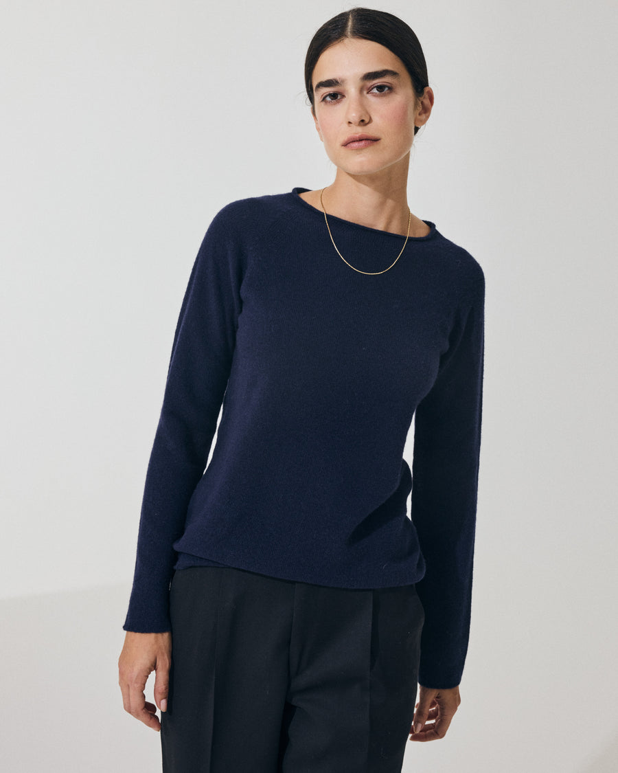 Scaglione ROUND NECK SLIM RAGLAN SEAMLESS NAVY