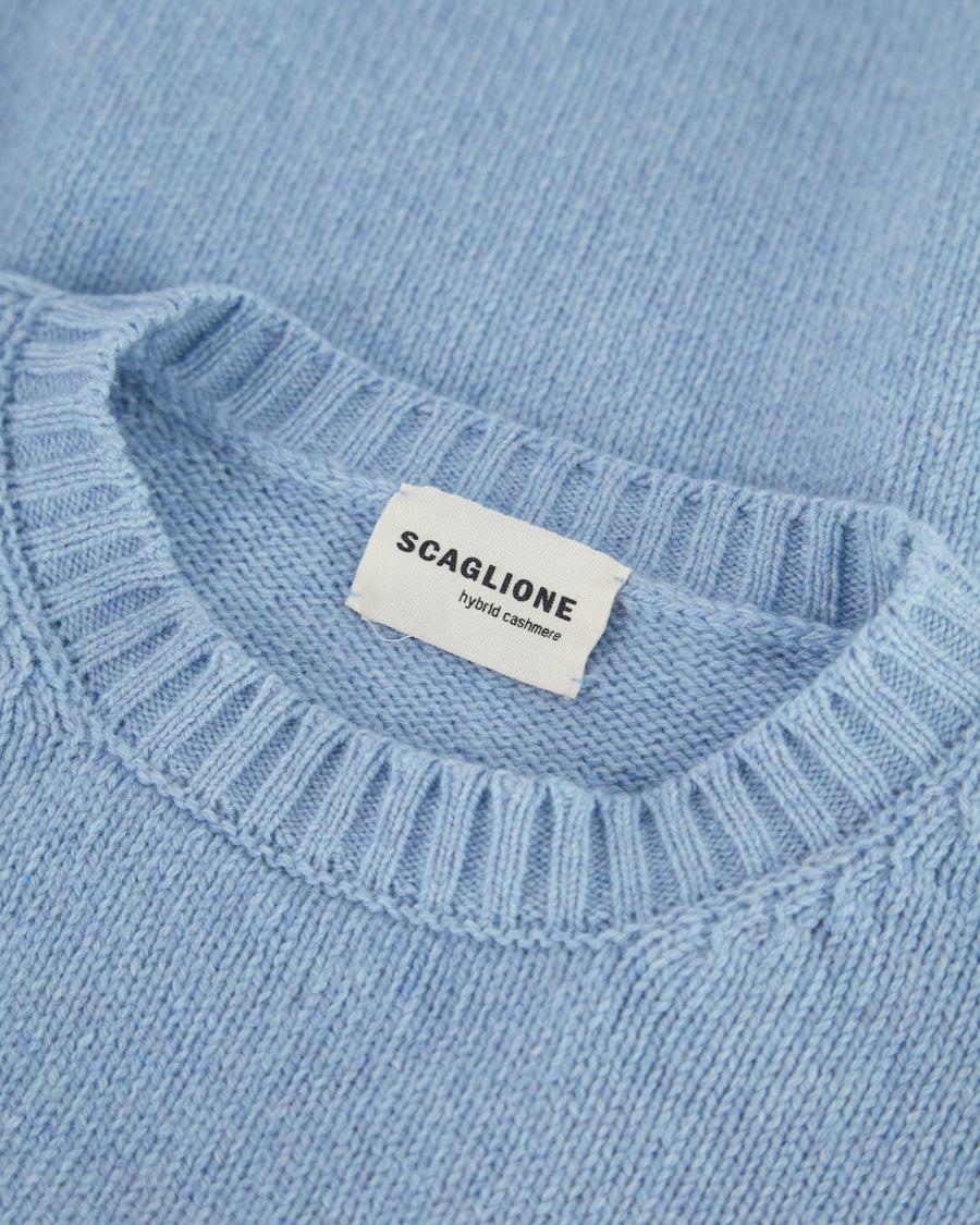 Scaglione ROUND NECK SOFT HYBRD CASHMERE CELESTE