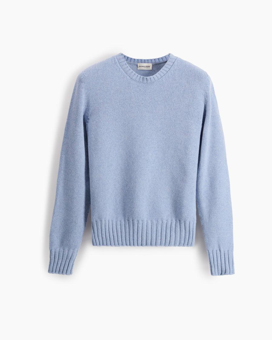 Scaglione ROUND NECK SOFT HYBRID CASHMERE CELESTE