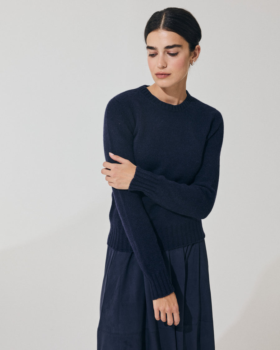 Scaglione ROUND NECK SOFT HYBRID CASHMERE NAVY