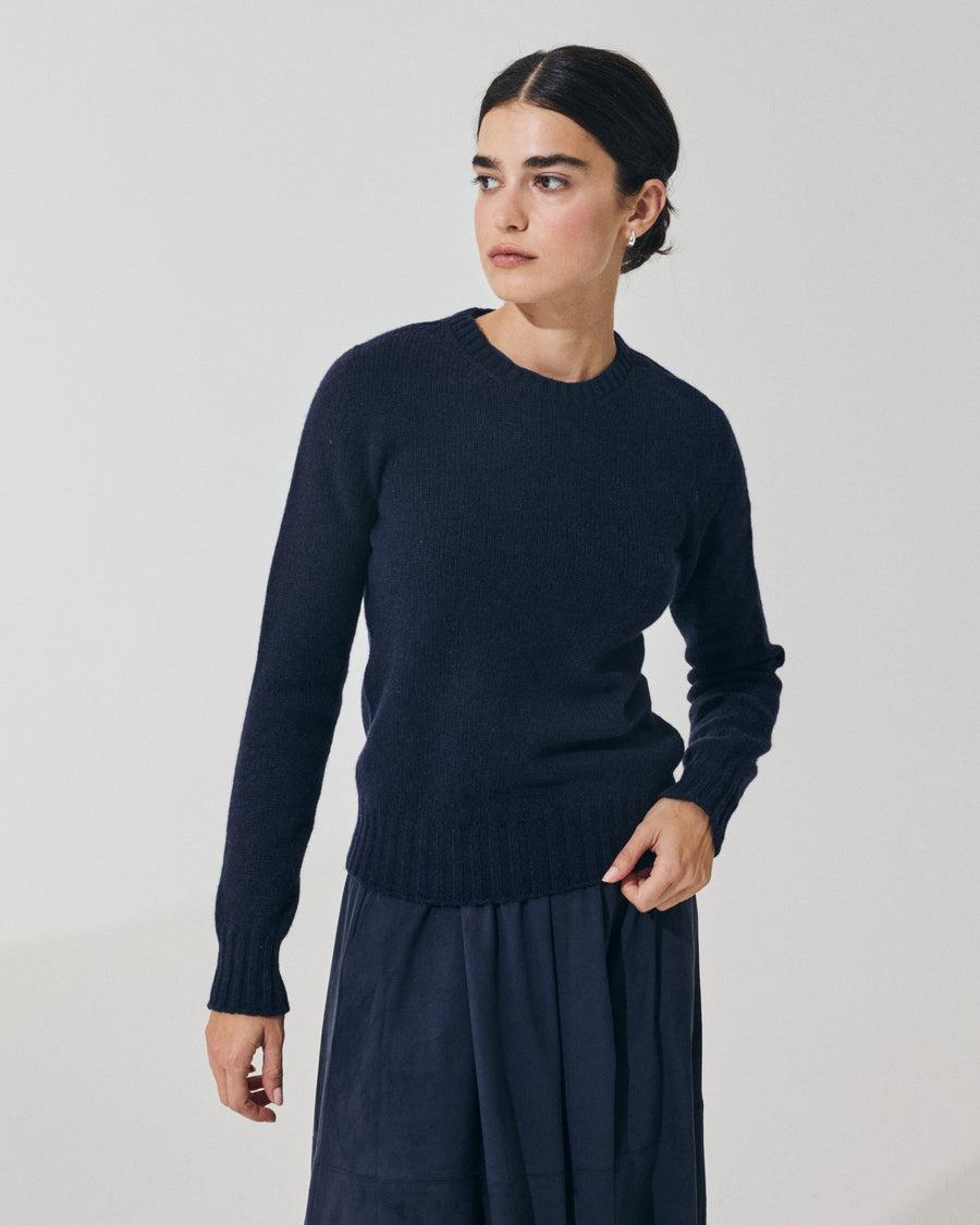 Scaglione ROUND NECK SOFT HYBRID CASHMERE NAVY
