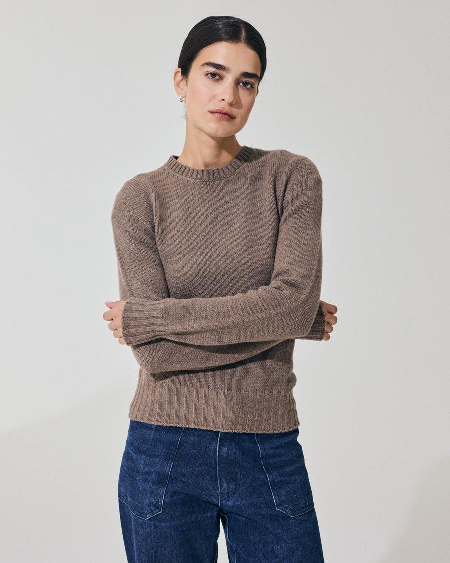 Scaglione ROUND NECK SOFT HYBRID CASHMERE TAUPE