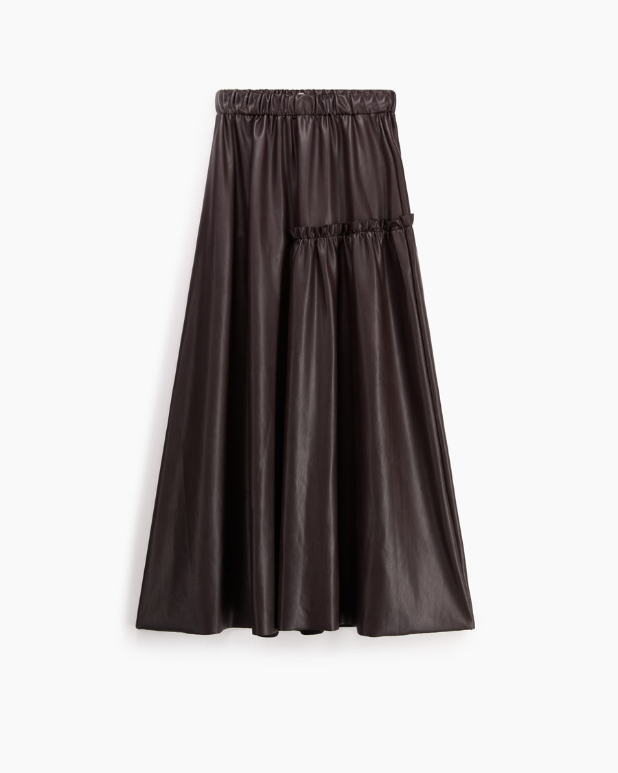 Scaglione SKIRT LUNGA CON ARRICCIO ECOPELLE MORO