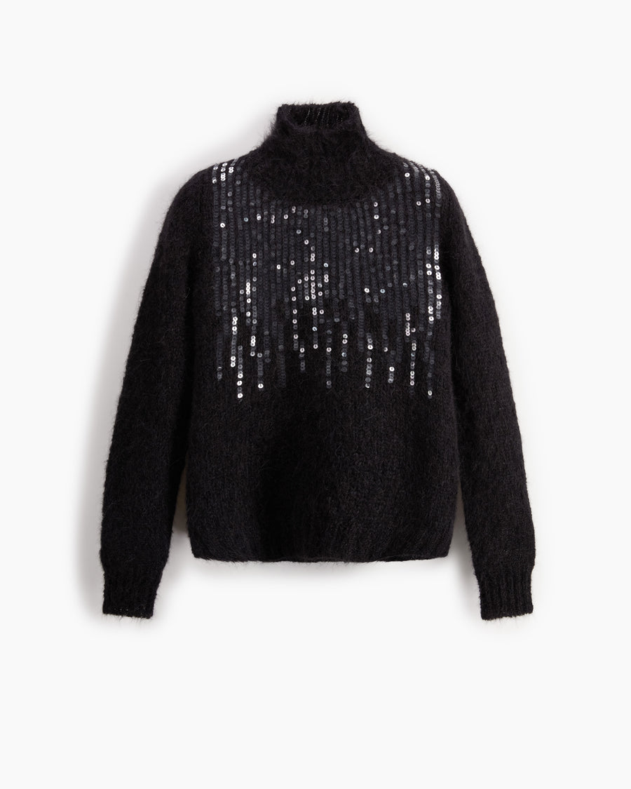 Scaglione T.NECK TRAPEZIO PAILLETTES BLACK