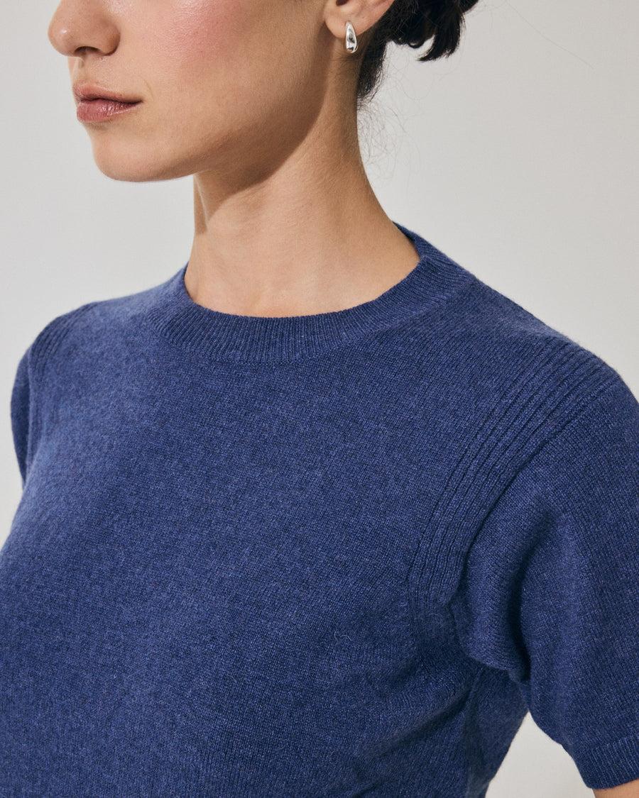 Scaglione T-SHIRT RIBBED SIDES DENIM