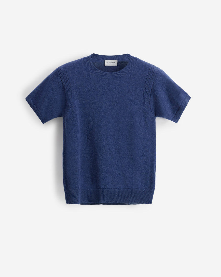 Scaglione T-SHIRT RIBBED SIDES DENIM