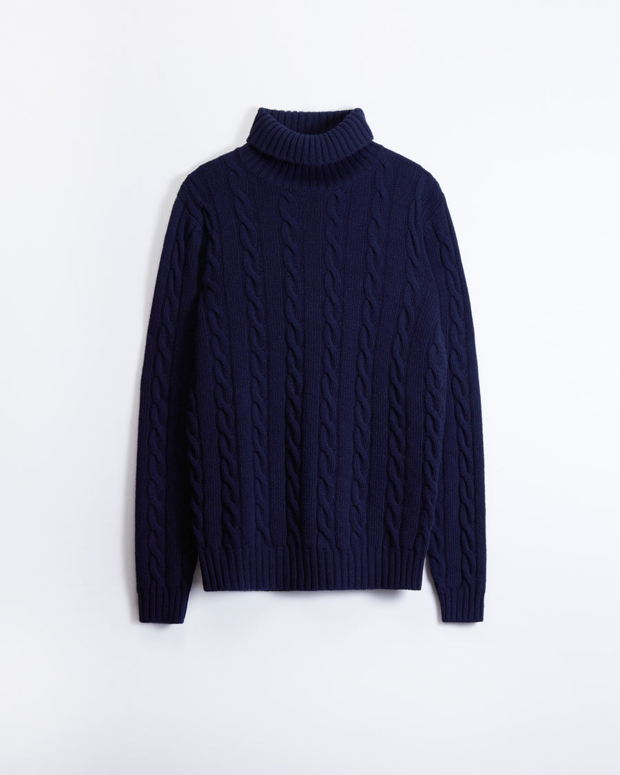 Scaglione TURTLE NECK CABLES MIX CASH NAVY