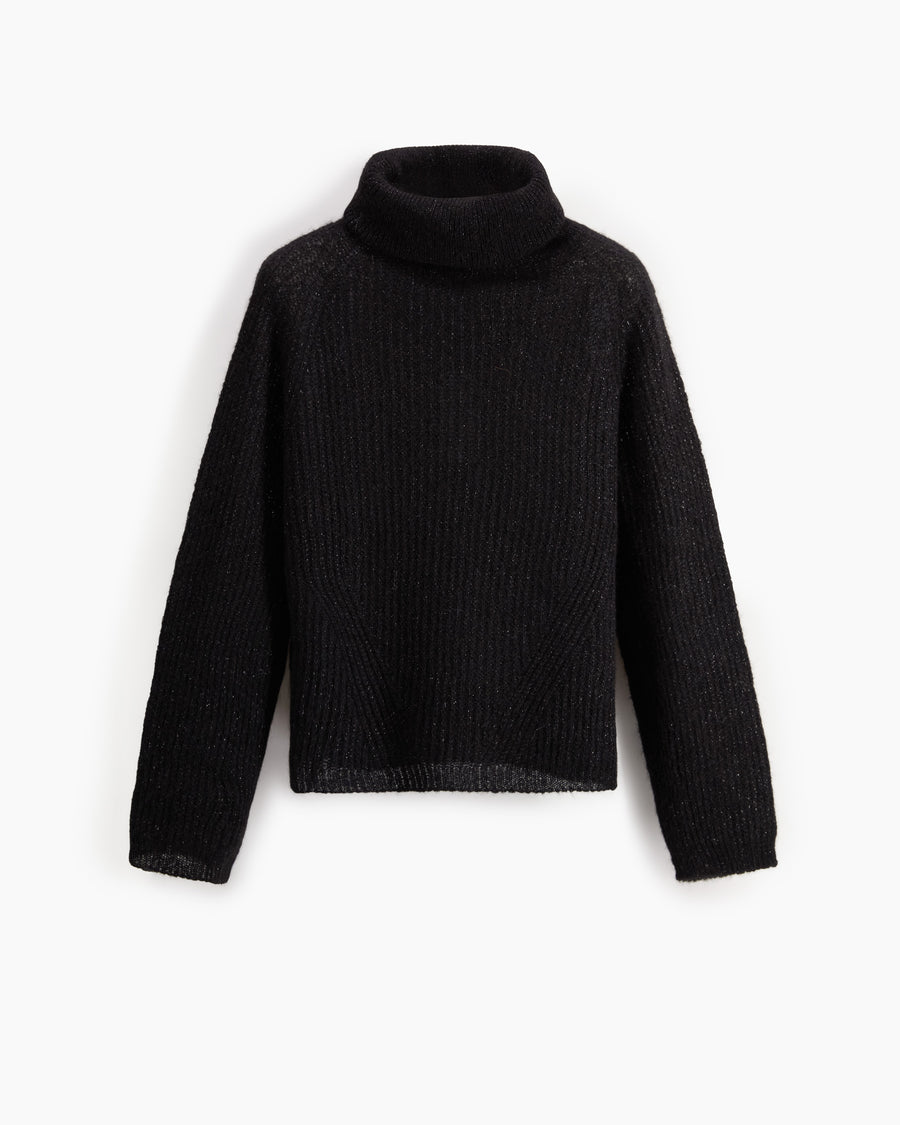 Scaglione TURTLE NECK RAGLAN GLITTER BLACK