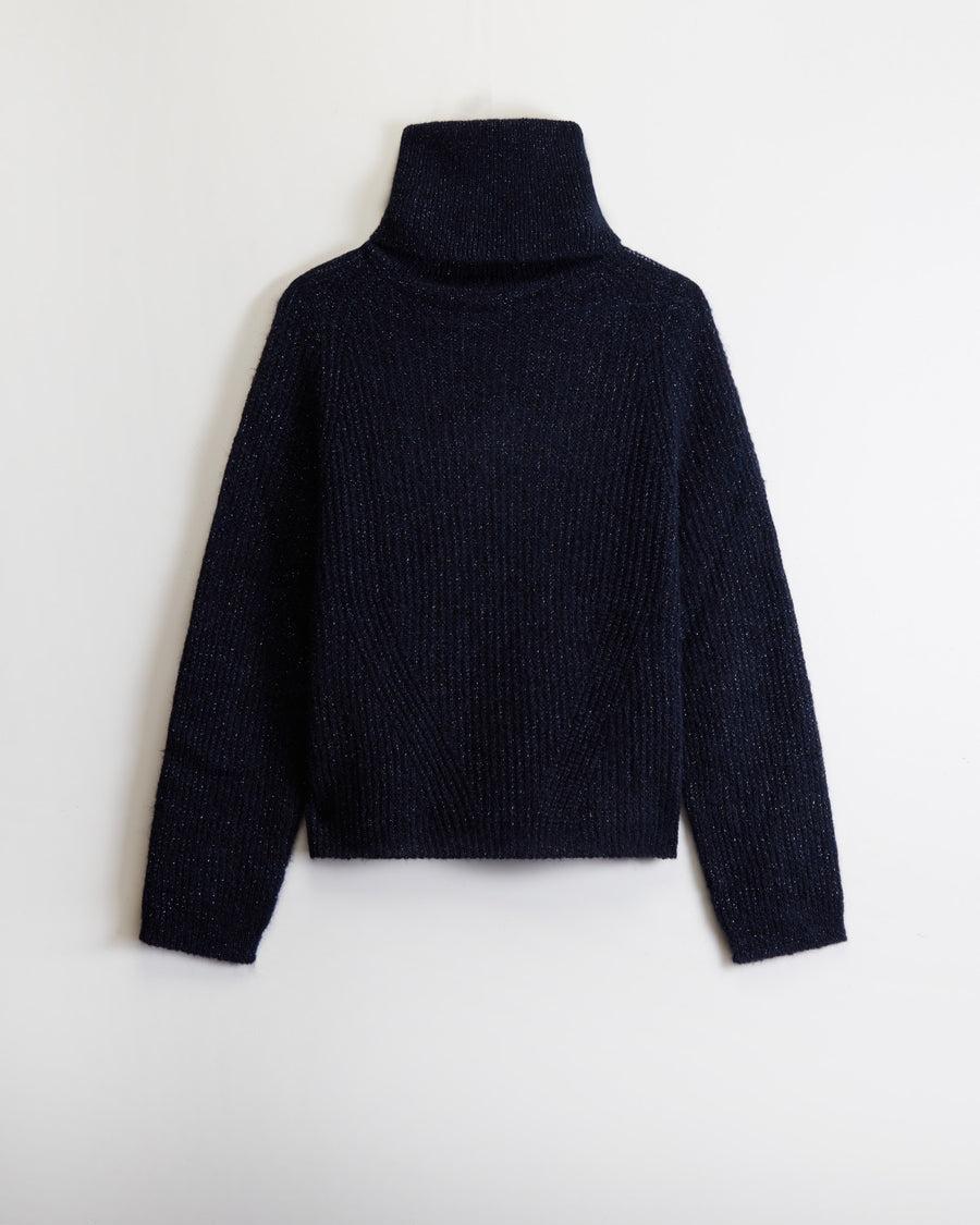 Scaglione TURTLE NECK RAGLAN GLITTER NAVY