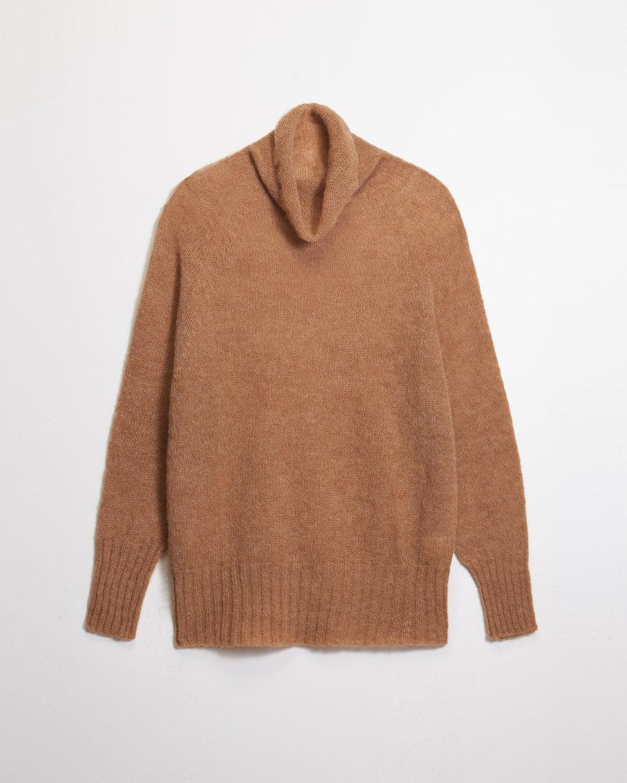 Scaglione TURTLE NECK RAGLAN SEAMLESS CARAMEL