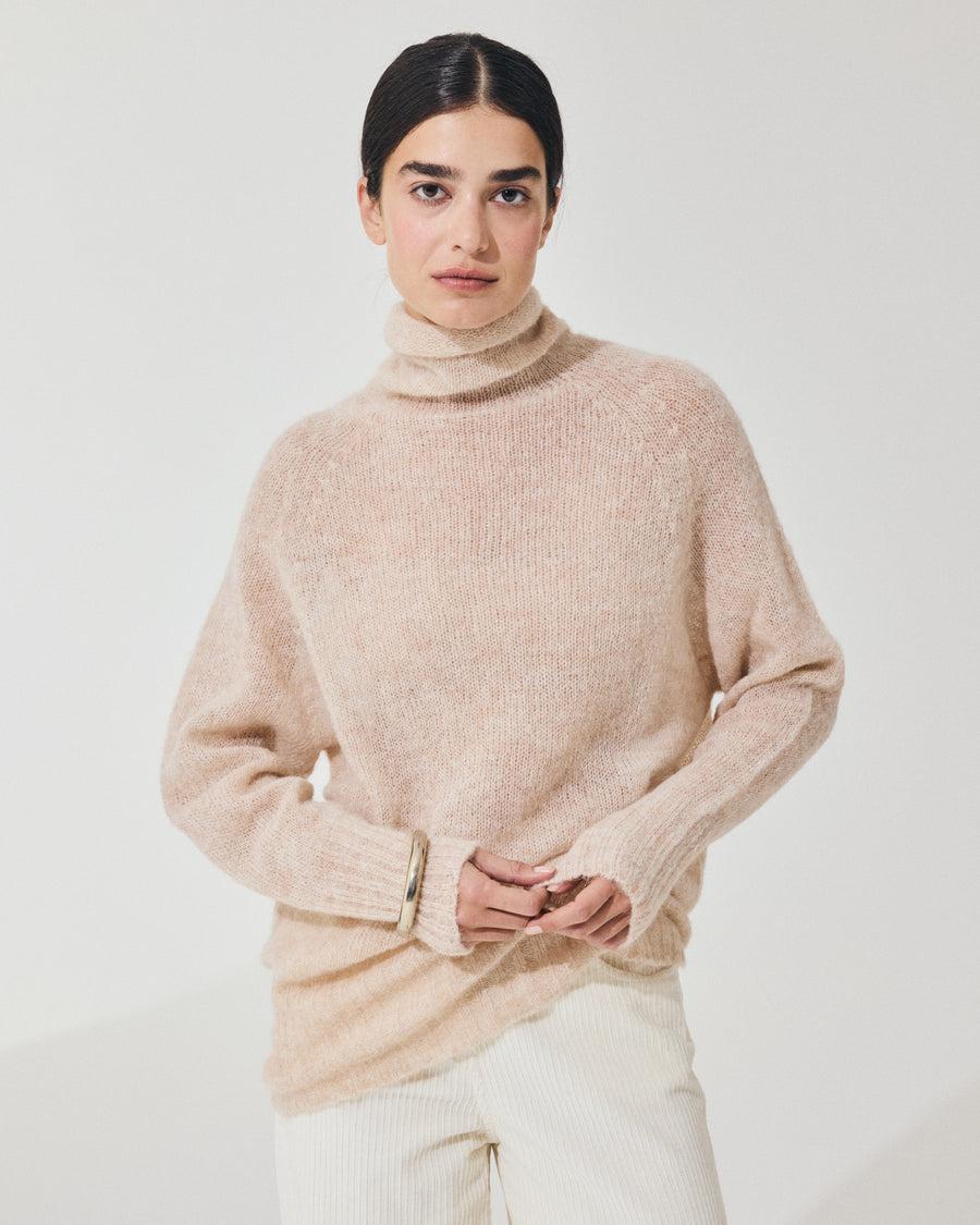 Scaglione TURTLE NECK RAGLAN SEAMLESS SAND