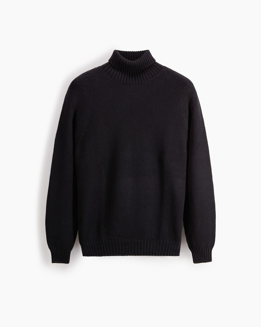 Scaglione TURTLE NECK RAGLAN SOFT MERINO BLACK