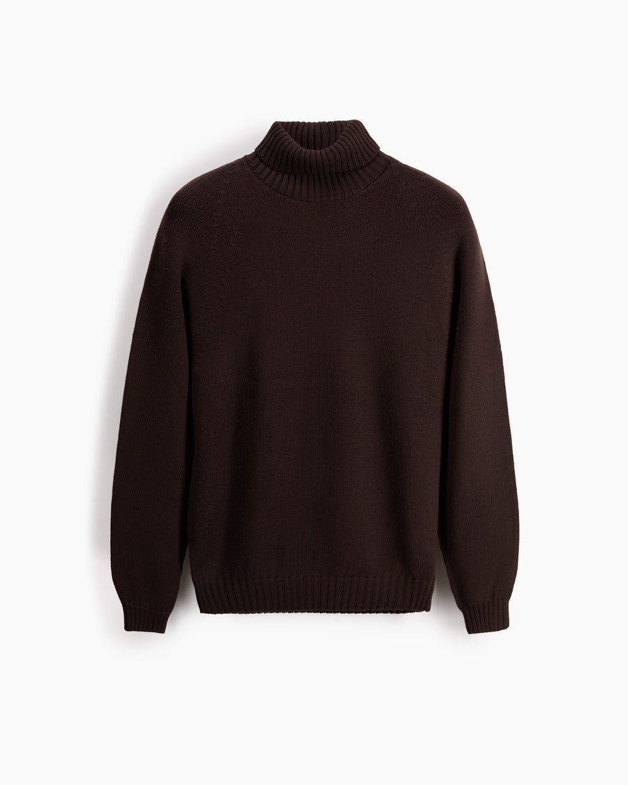 Scaglione TURTLE NECK RAGLAN SOFT MERINO EBANO
