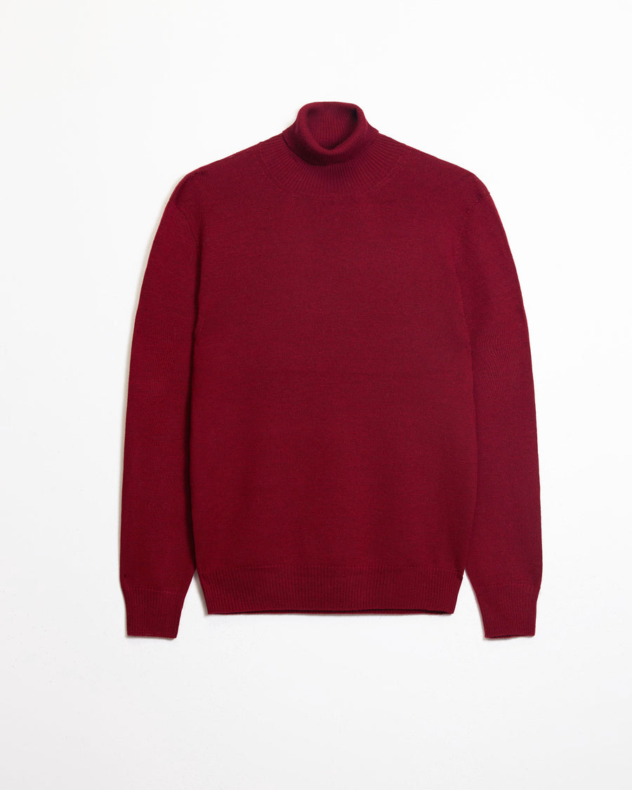 Scaglione TURTLE NECK SEAMLESS MERINO MERLOT
