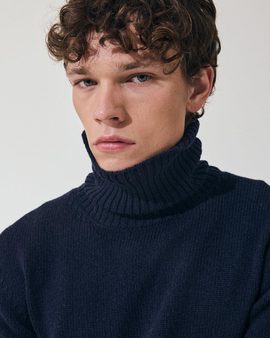 Scaglione TURTLE NECK SEAMLESS SOFTWOOL DKNAVY