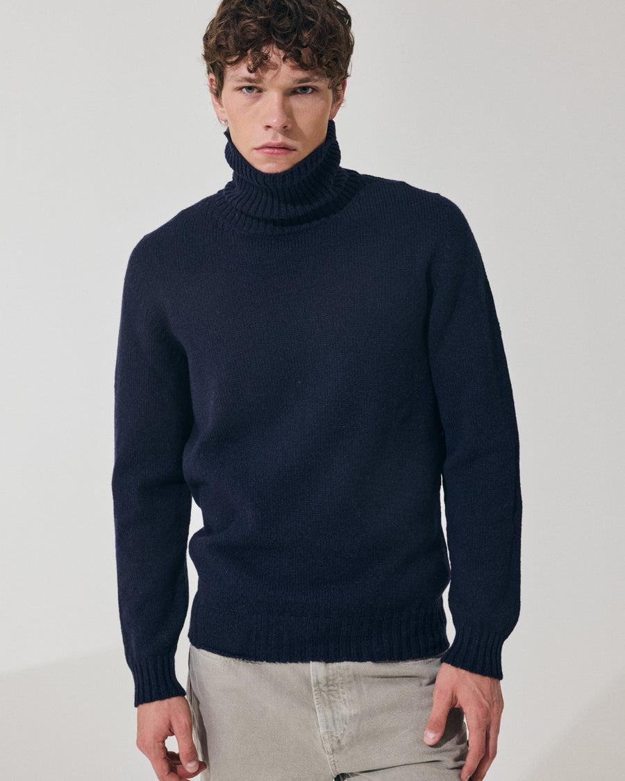 Scaglione TURTLE NECK SEAMLESS SOFTWOOL DKNAVY