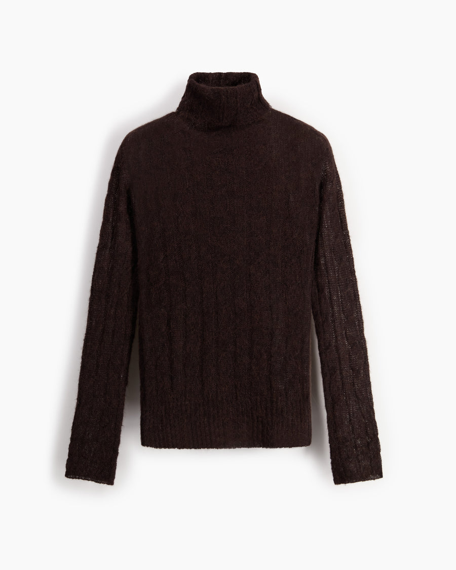 Scaglione TURTLE NECK SLIM CABLES ULTRALIGHT EBANO