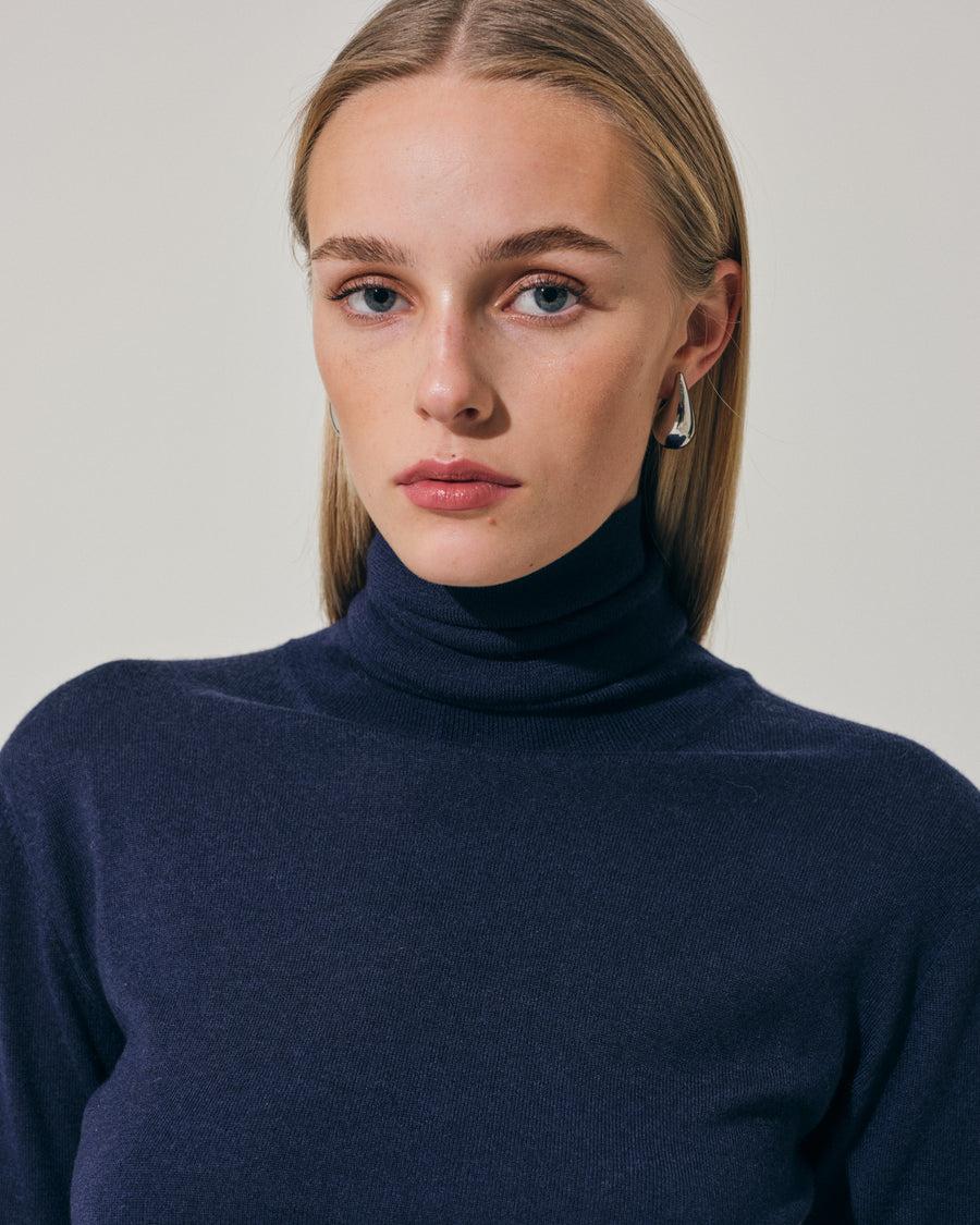 Scaglione TURTLE NECK SLIM KASHSILK NAVY