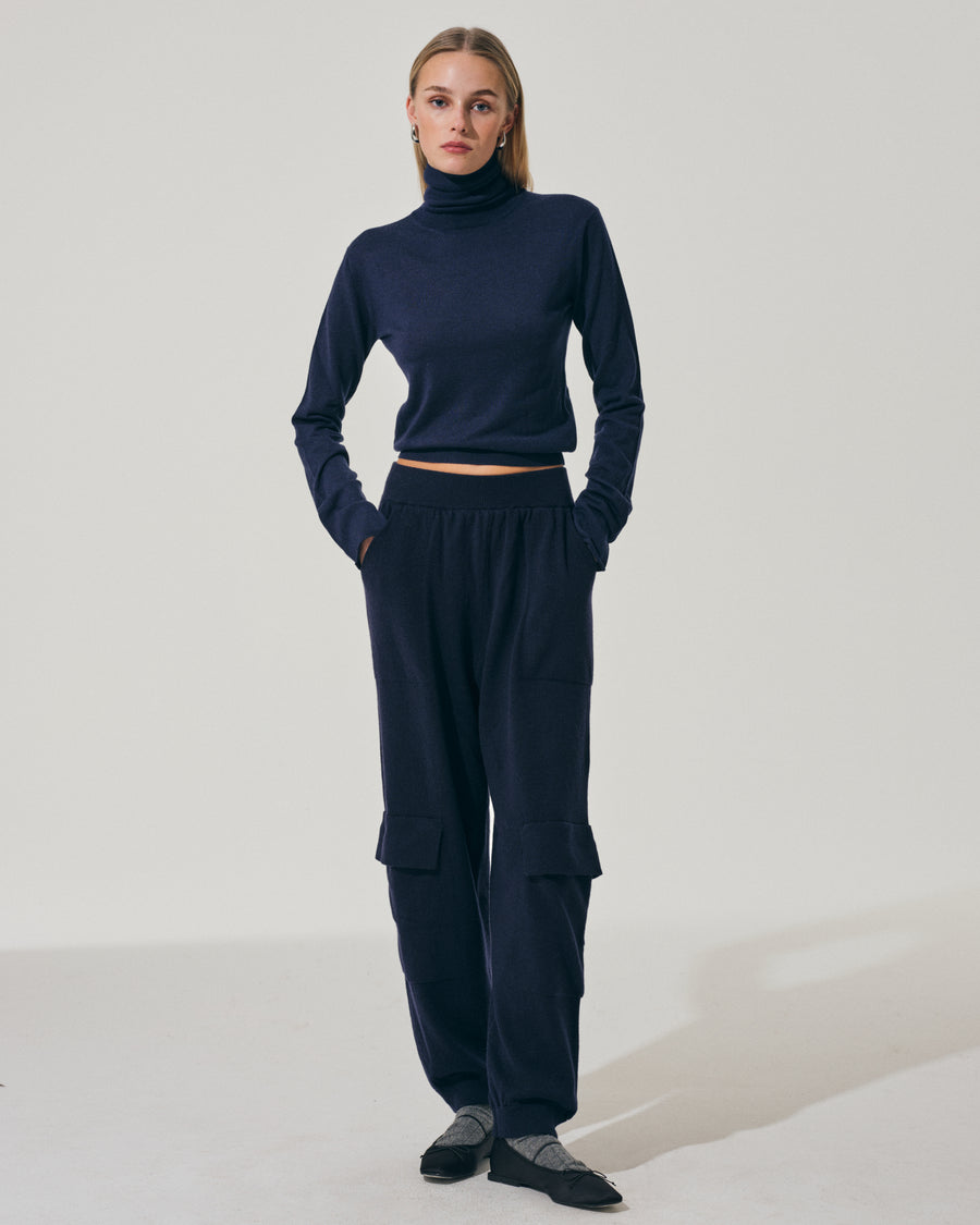 Scaglione TURTLE NECK SLIM KASHSILK NAVY