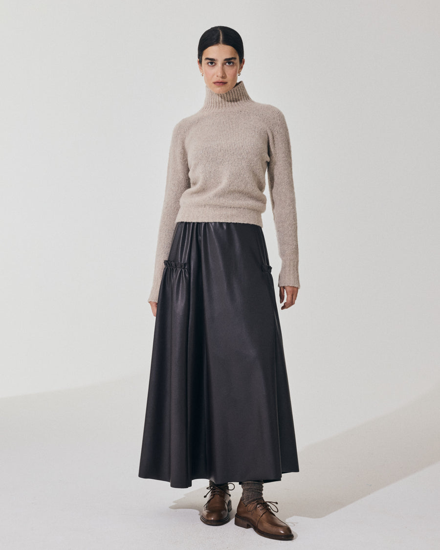 Scaglione TURTLE NECK SLIM PUFFED CASHMERE BEIGE