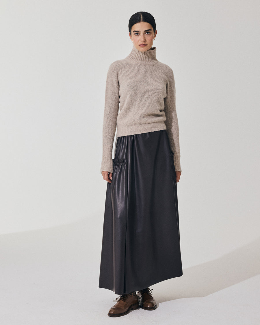 Scaglione TURTLE NECK SLIM PUFFED CASHMERE BEIGE