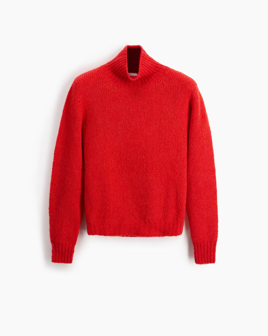 Scaglione TURTLE NECK SLIM PUFFED CASHMERE SCARLET